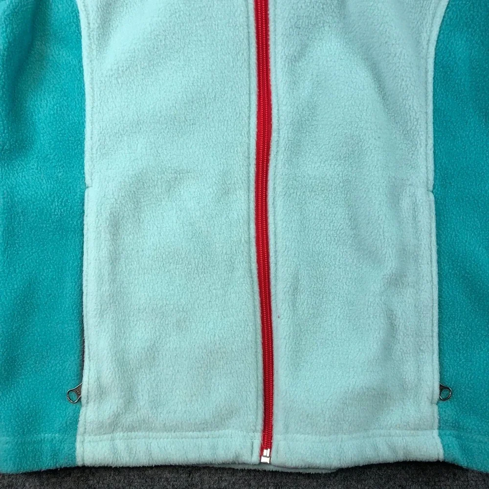 Columbia Sportswear‎ Youth Fleece Jacket Full Zip Turquoise Red Accent Large